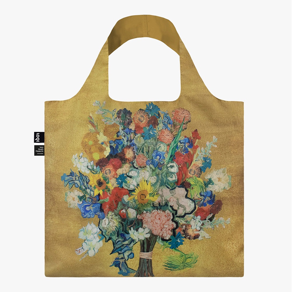 Nákupná taška LOQI Museum, Van Gogh - Flower Pattern Gold